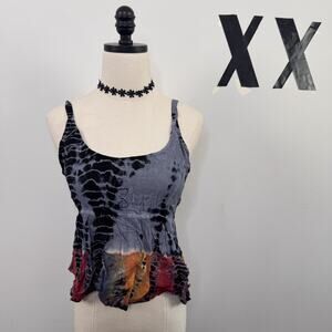 Vintage 90s Tie Dye Babydoll Cami Top Boho Fairy Festival Indie